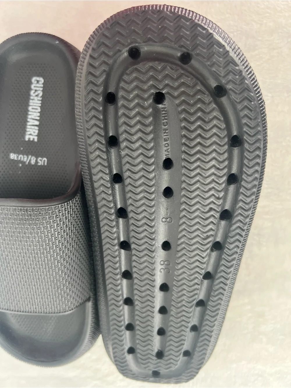Cushionaire Feather Foam Slides Black New Sz 8 Comfy Cloud Cushion Shower Spa
